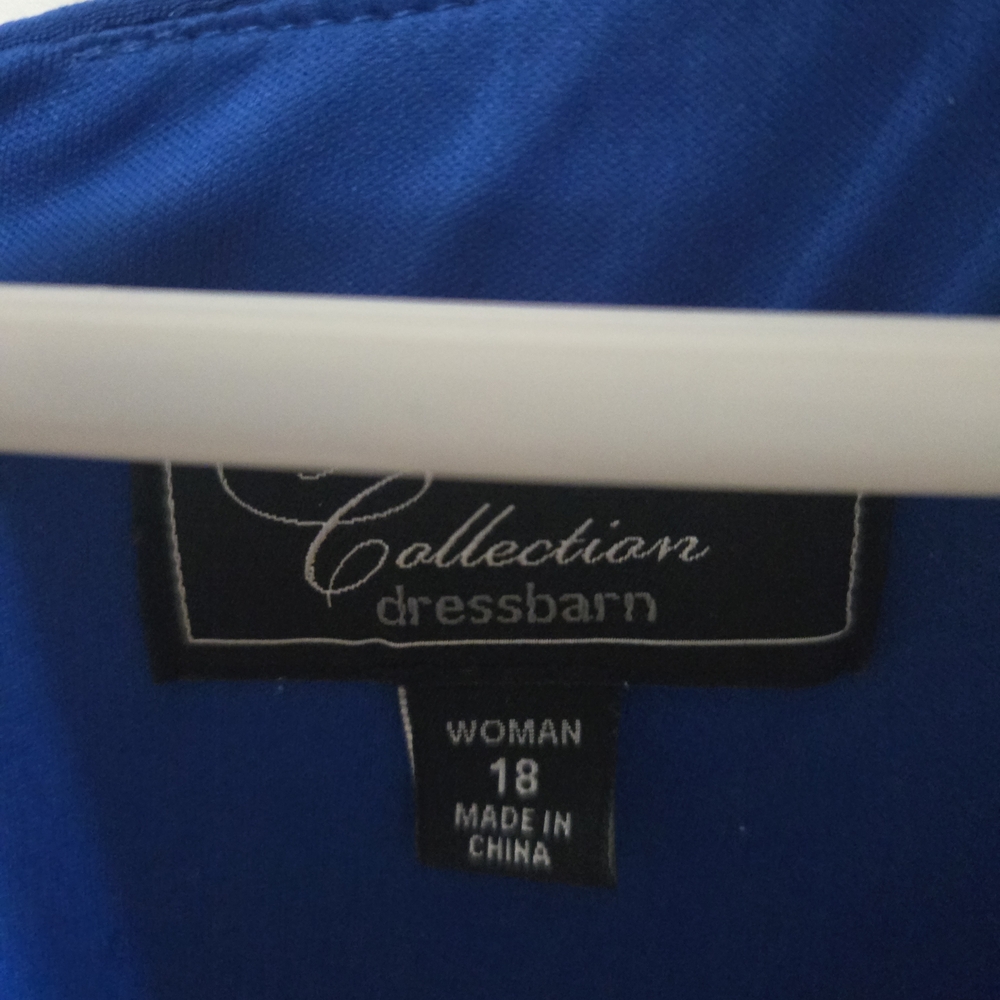 dressbarn Royal Blue Long Sleeve Dress with Rosette - Picture 3 of 3